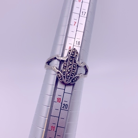 💝Vintage Marcasites Frog Ring Silver 925 - Picture 4 of 7